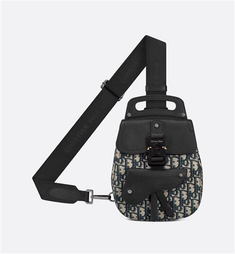 Mini Gallop Sling Bag Beige and Black Dior Oblique Jacquard 